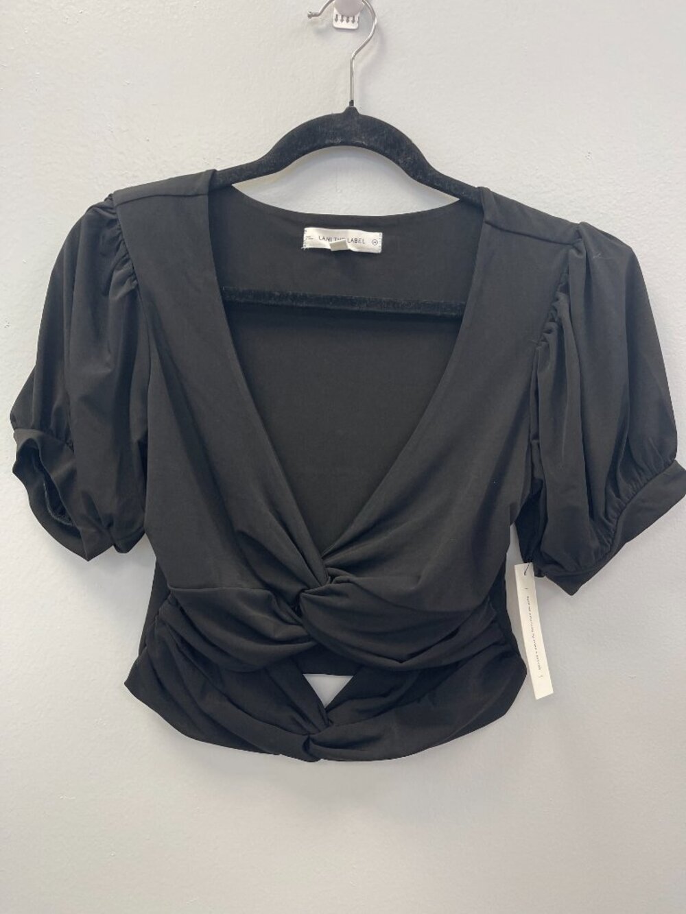 Lani the Label Twisted Front Blouse in Black - Medium - NWT